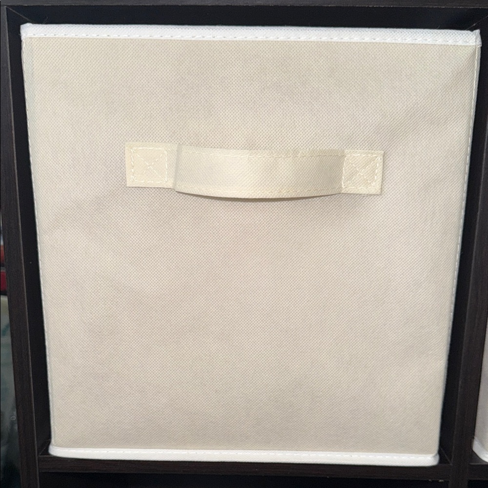 Cream Linen Storage Bin with Handle Storage Collapsible Cube (set of 3 )